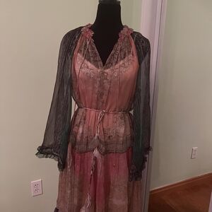 Zimmermann Pink and Black Long Sleeve Dress